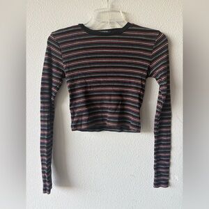 Brandy Melville Multicolor Striped Long Sleeve Top
